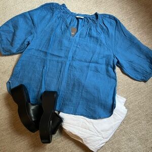 J. Jill Blue Relaxed Cut Out Blouse